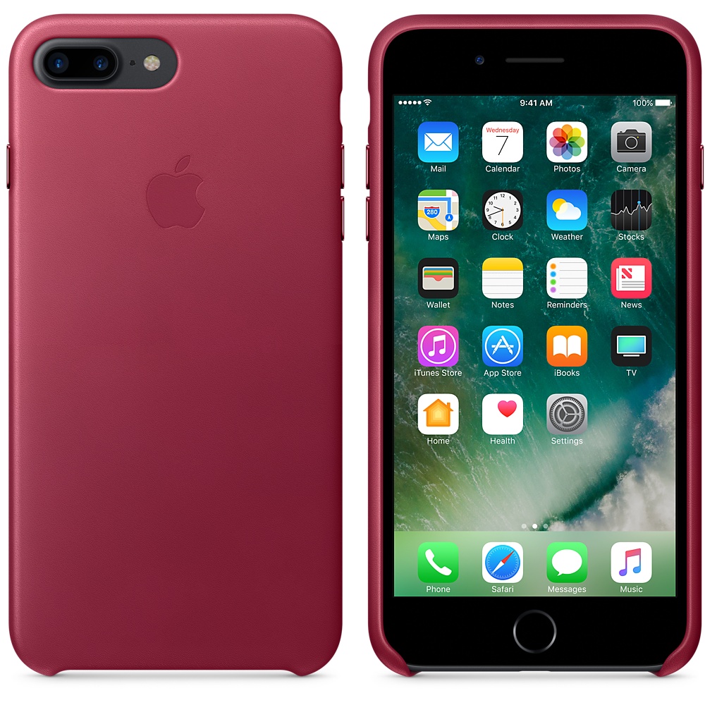Кожаный чехол Apple iPhone 7 Plus Leather Case Berry (MPVU2ZM/A) для iPhone 7 Plus/iPhone 8 Plus