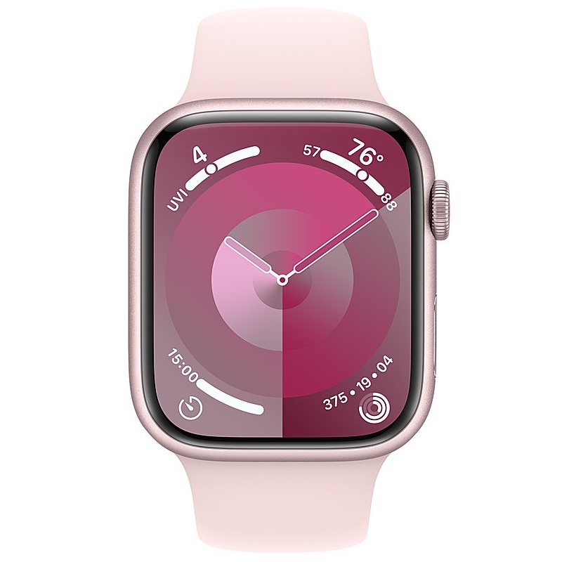 Умные часы Apple Watch Series 9 GPS, 45mm Pink Aluminium Case with Light Pink Sport Band - S/M