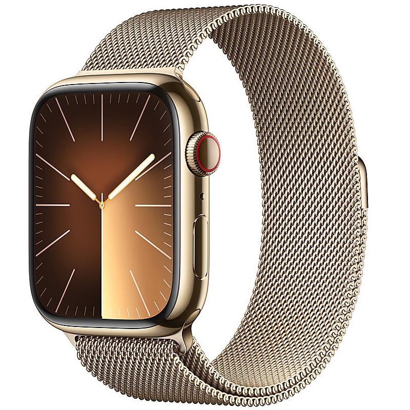 Умные часы Apple Watch Series 9 GPS + Cellular, 45mm Gold Stainless Steel Case with Gold Milanese Loop