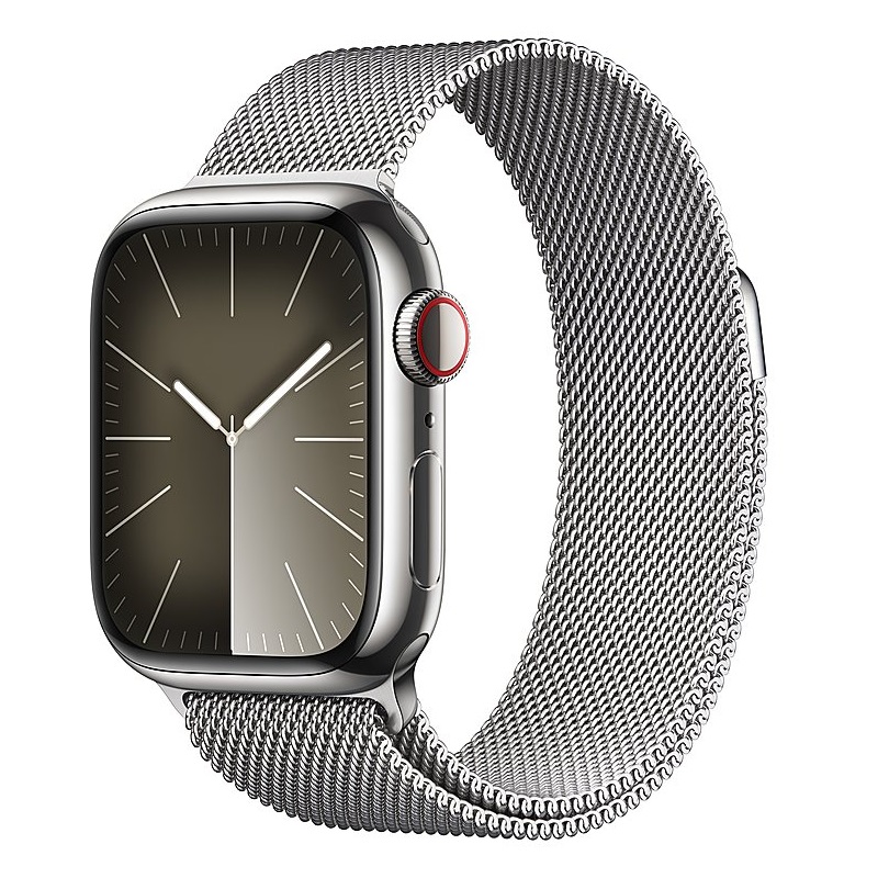 Умные часы Apple Watch Series 9 GPS + Cellular, 41mm Silver Stainless Steel Case with Silver Milanese Loop