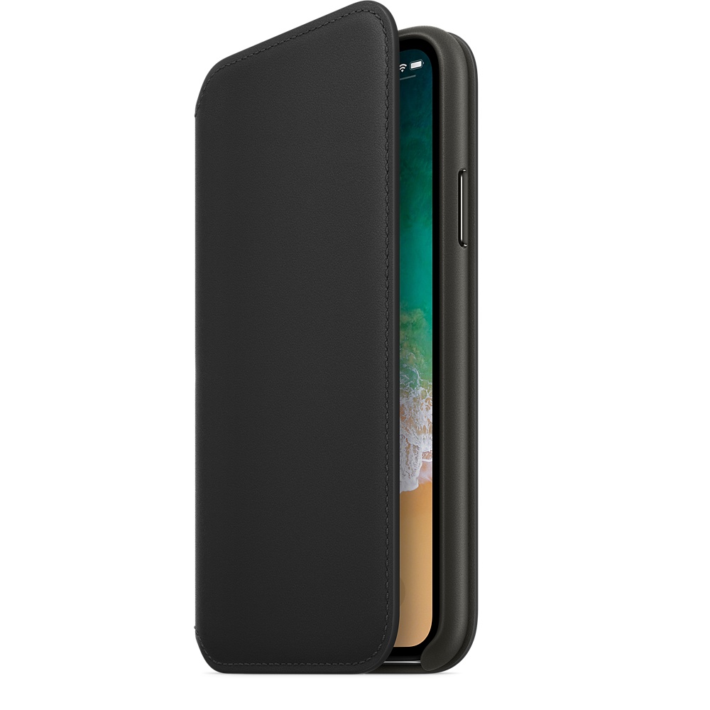 Кожаный чехол-книжка Apple iPhone X Leather Folio - Black (MQRV2ZM/A) для iPhone X