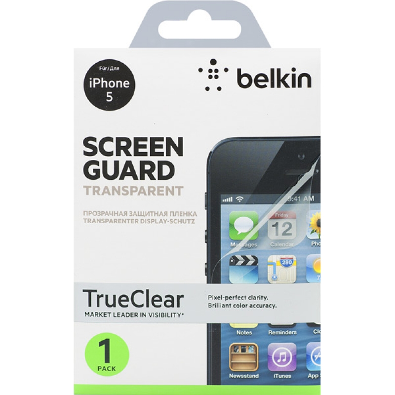 Глянцевая защитная плёнка Belkin TrueClear Transparent для iPhone 5S/iPhone SE