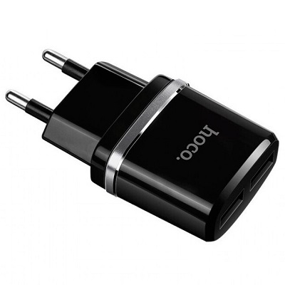 Сетевое зарядное устройство Hoco Dual USB Charger 2.4A Black для iPhone/iPad