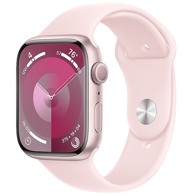 Умные часы Apple Watch Series 9 GPS, 45mm Pink Aluminium Case with Light Pink Sport Band - M/L