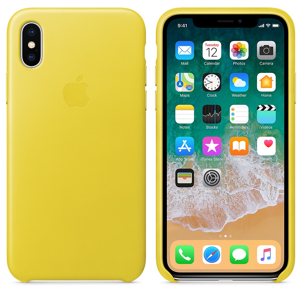 Кожаный чехол Apple iPhone X Leather Case - Spring Yellow (MRGJ2ZM/A) для iPhone X