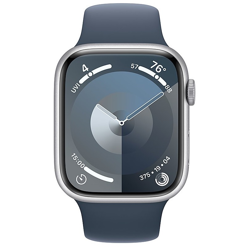 Умные часы Apple Watch Series 9 GPS, 45mm Silver Aluminium Case with Storm Blue Sport Band - M/L