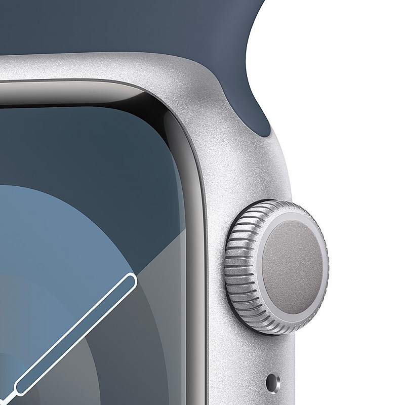 Умные часы Apple Watch Series 9 GPS, 41mm Silver Aluminium Case with Storm Blue Sport Band - S/M