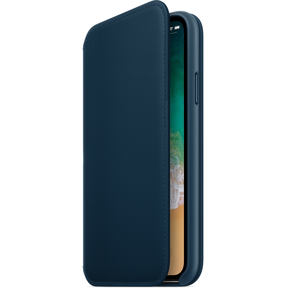 Кожаный чехол-книжка Apple iPhone X Leather Folio - Cosmos Blue (MQRW2ZM/A) для iPhone X
