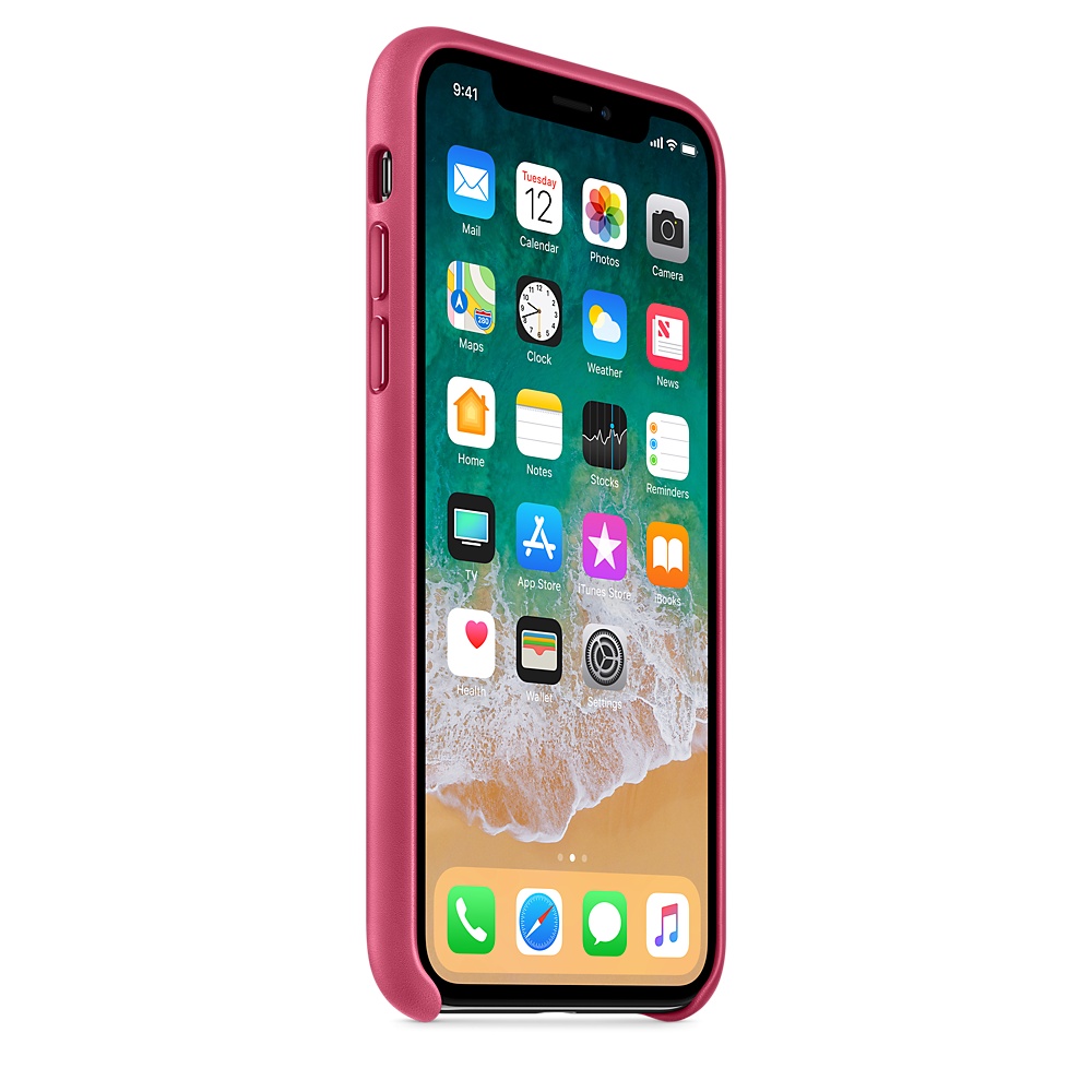 Кожаный чехол Apple iPhone X Leather Case - Pink Fuchsia (MQTJ2ZM/A) для iPhone X