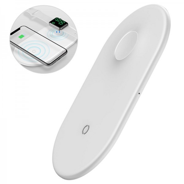 Беспроводное зарядное устройство Baseus Smart 2 в 1 Wireless Charger White (WX2IN1-02)