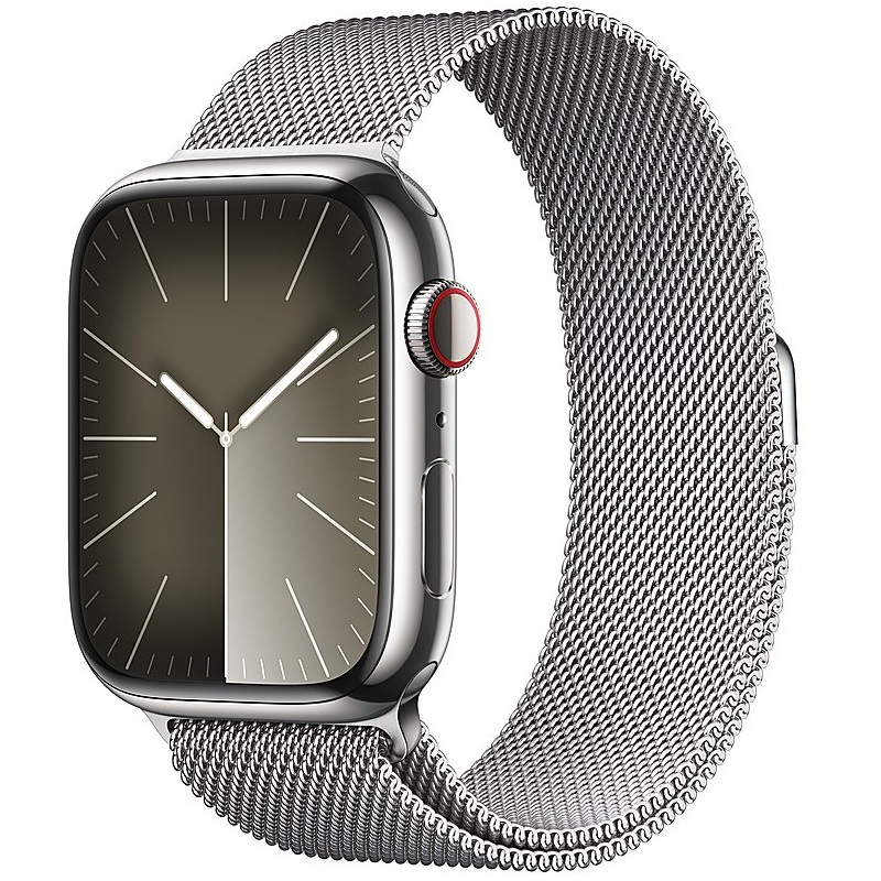 Умные часы Apple Watch Series 9 GPS + Cellular, 45mm Silver Stainless Steel Case with Silver Milanese Loop