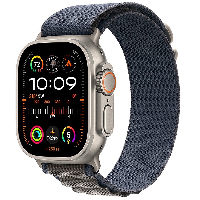 Умные часы Apple Watch Ultra 2 GPS + Cellular, 49mm Titanium Case with Blue Alpine Loop - Large