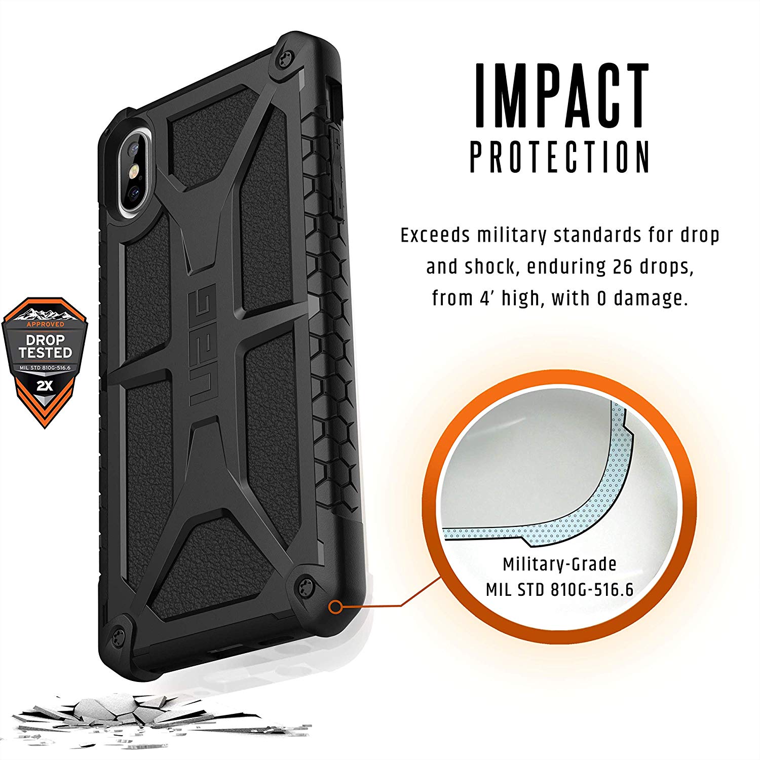 Противоударный защитный чехол UAG Monarch Black Leather для iPhone Xs Max