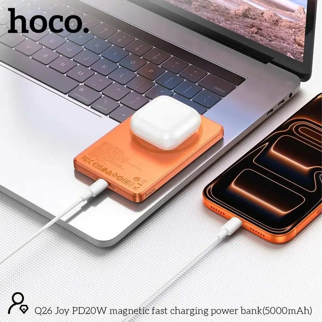 Внешний аккумулятор HOCO 5000 mAh Magnetic Magsafe 20W (Q26) Orange