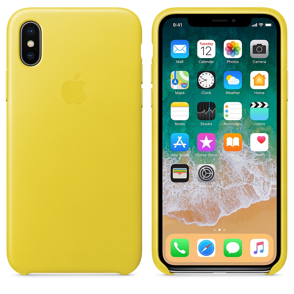Кожаный чехол Apple iPhone X Leather Case - Spring Yellow (MRGJ2ZM/A) для iPhone X