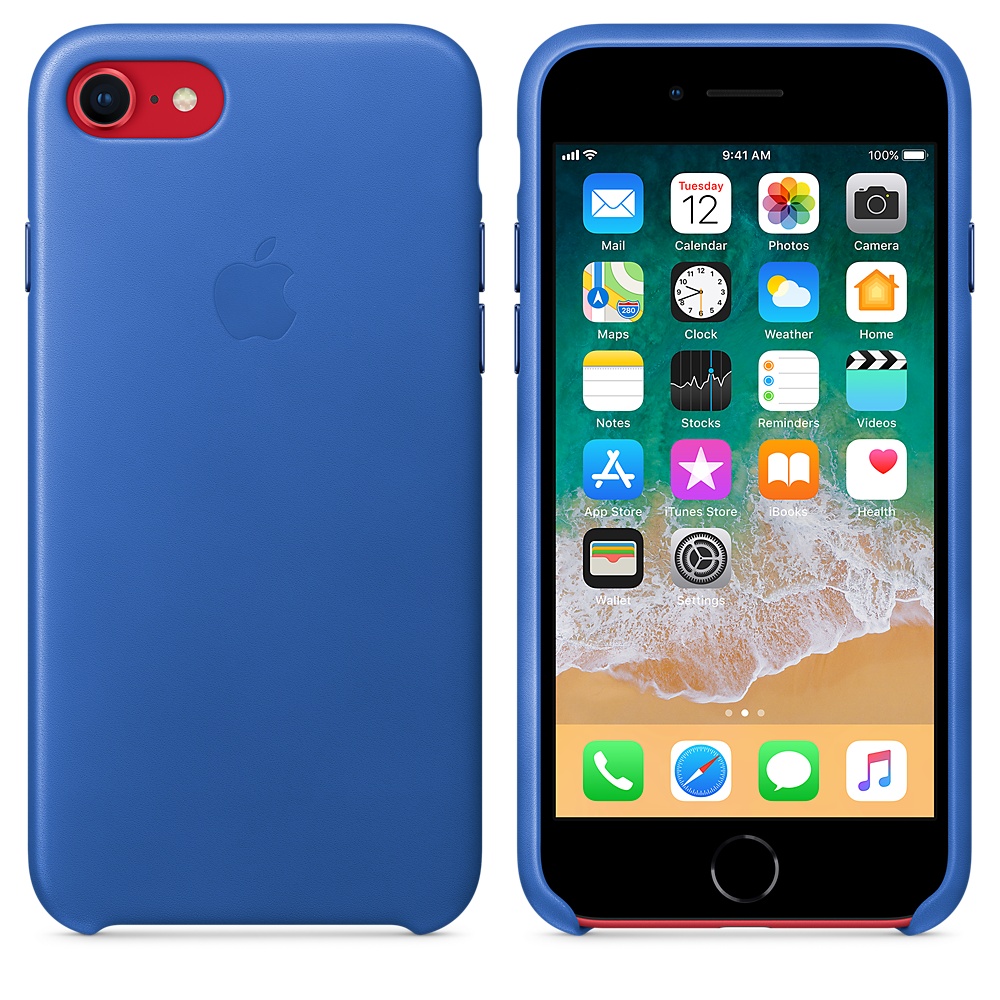 Кожаный чехол Apple iPhone 8 Leather Case Electric Blue (MRG52ZM/A) для iPhone 7/iPhone 8/SE (2020)