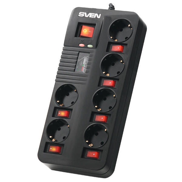 Сетевой фильтр Sven Fort Pro 1.8 метра (6 розеток) Black