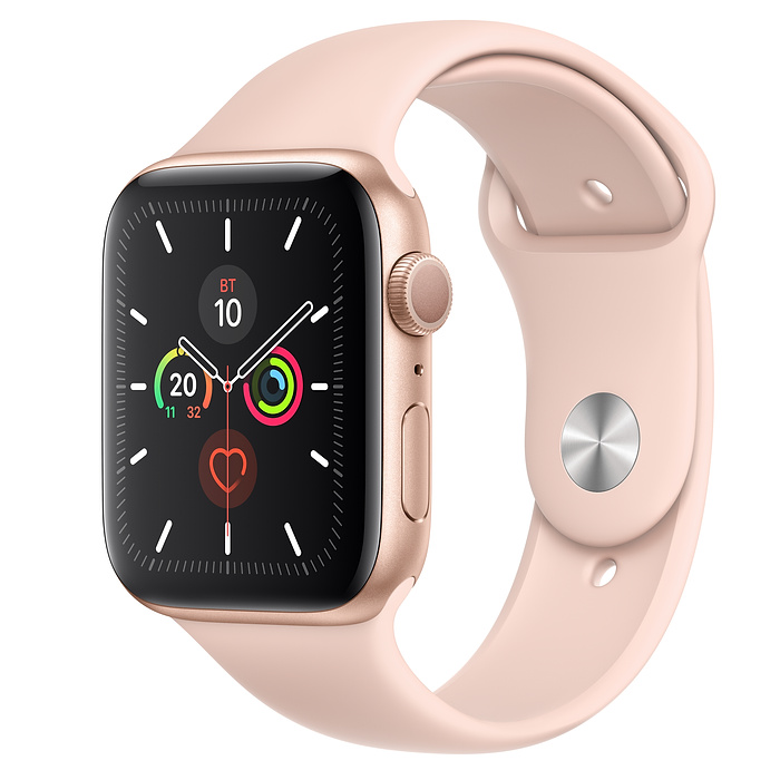 Часы Apple Watch Series 5 GPS 44mm Aluminum Case with Sport Band (MWVE2RU/A) (Gold Aluminium Case with Pink Sand Sport Band)
