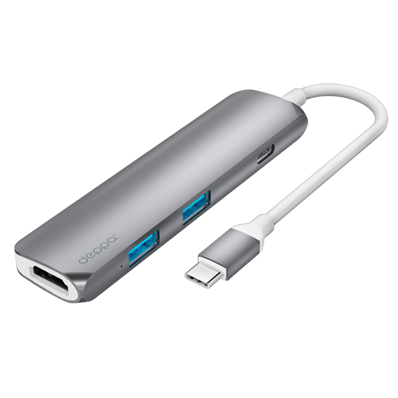 Переходник/многопортовый хаб с HDMI/мультипорт Deppa USB Type C для MacBook 4 в 1 (73118)