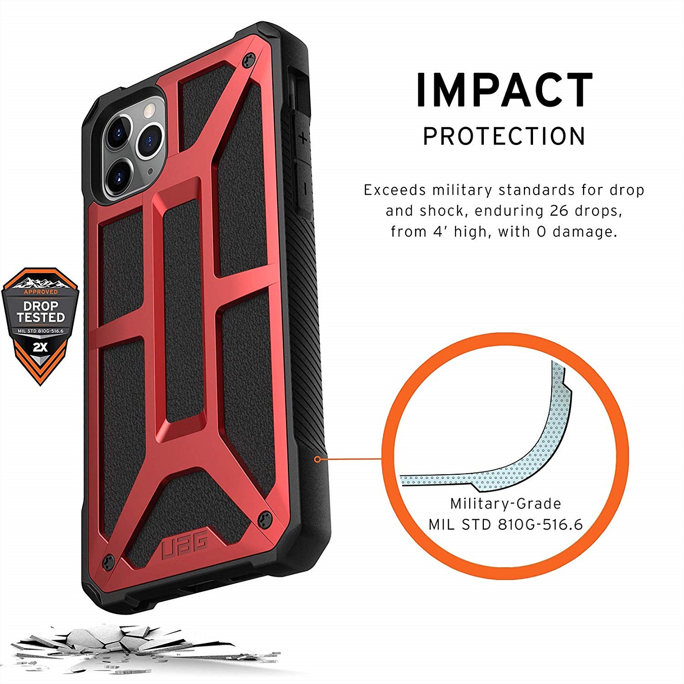 Противоударный защитный чехол UAG Monarch Crimson для iPhone 11 Pro Max