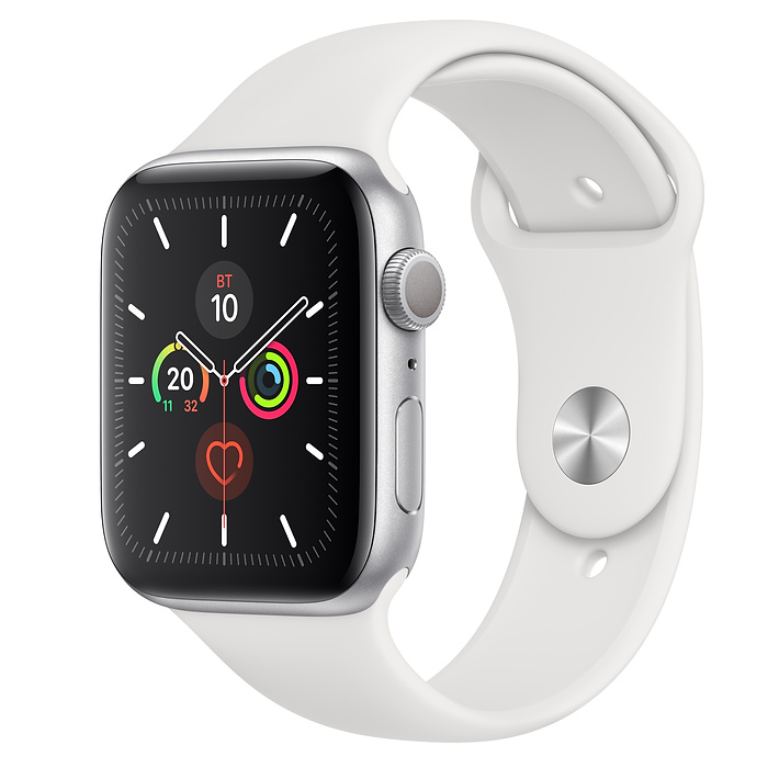 Часы Apple Watch Series 5 GPS 44mm Aluminum Case with Sport Band (MWVD2RU/A) (Silver Aluminium Case with White Sport Band)