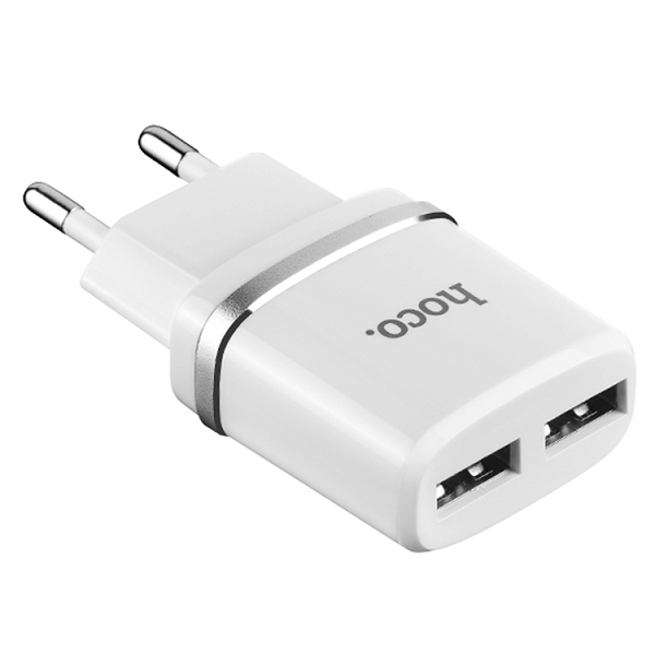Сетевое зарядное устройство Hoco Dual USB Charger 2.4A White для iPhone/iPad