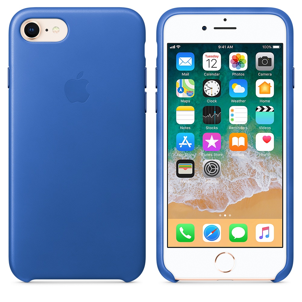 Кожаный чехол Apple iPhone 8 Leather Case Electric Blue (MRG52ZM/A) для iPhone 7/iPhone 8/SE (2020)