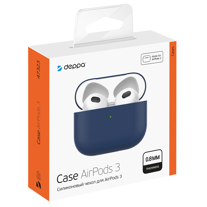 Силиконовый чехол Deppa Blue для AirPods 3 (47323)