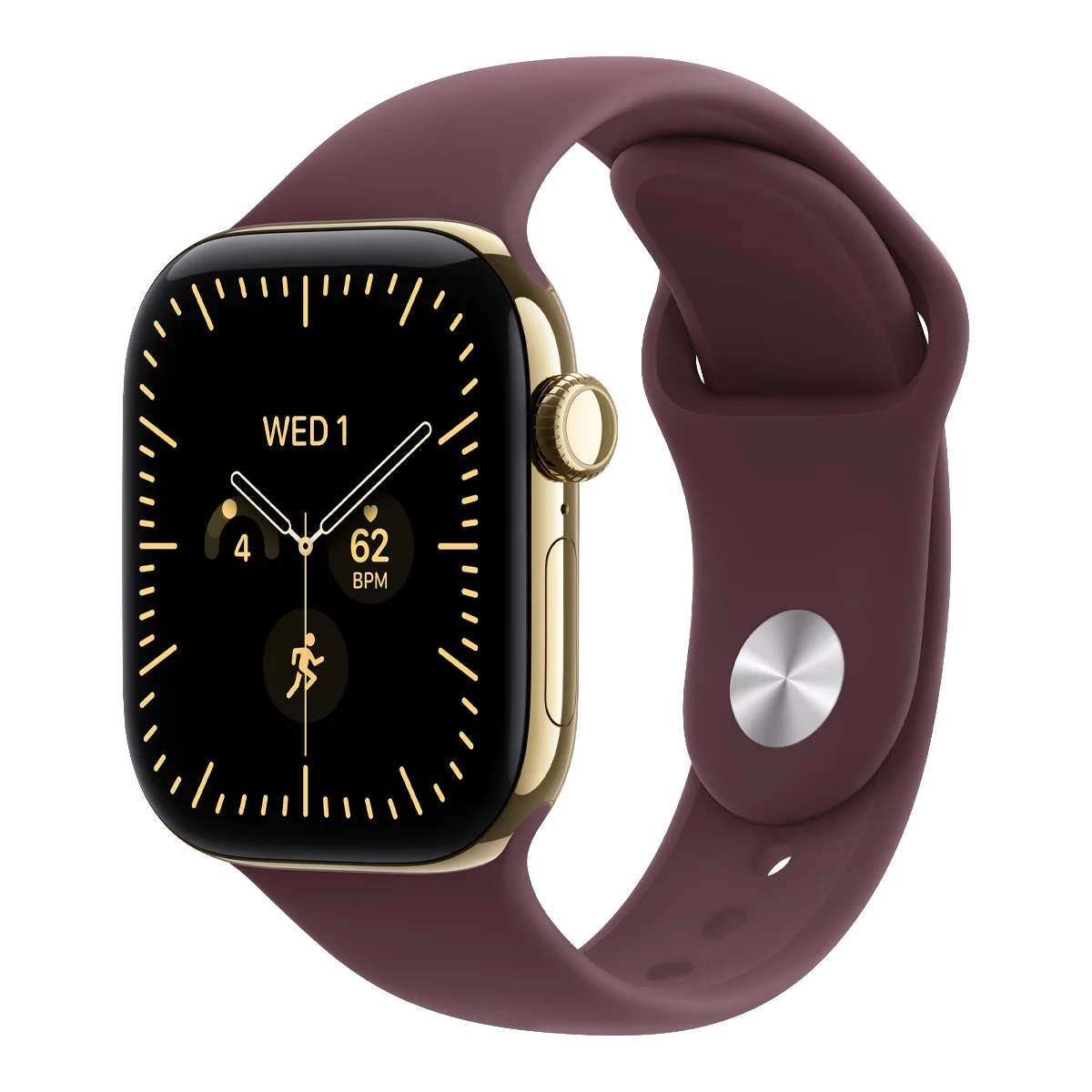 Умные часы Apple Watch Series 12 GPS + Cellular, 42mm Radiant Gold Titanium Case with Burgundy Sport Band - M/L