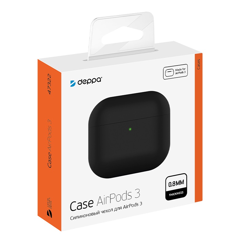 Силиконовый чехол Deppa Black для AirPods 3 (47322)