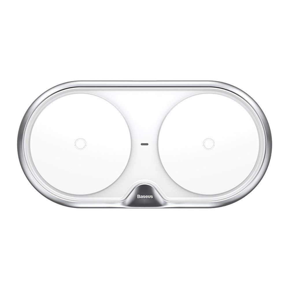 Сетевая зарядка Baseus Dual Wireless Charger (Zinc alloy) White