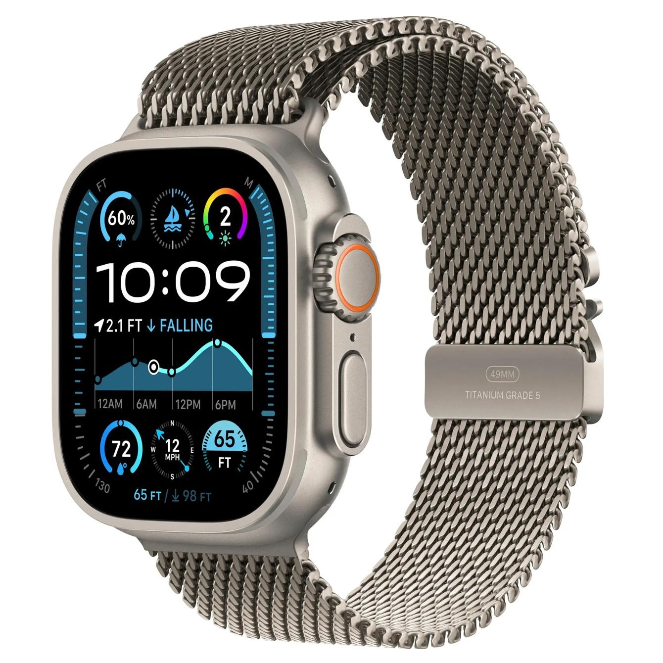 Умные часы Apple Watch Ultra 2 GPS + Cellular, 49mm Natural Titanium Case with Natural Titanium Milanese Loop - Small
