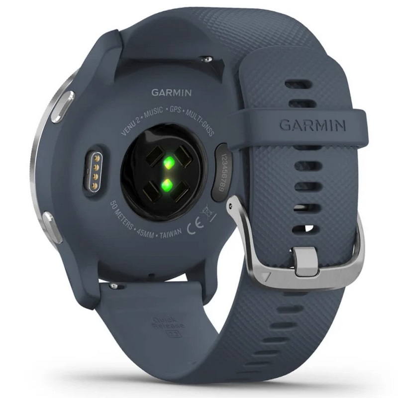 Умные часы Garmin Venu 2 Silver stainless steel bezel with Granite blue case and Silicone band (010-02430-10)