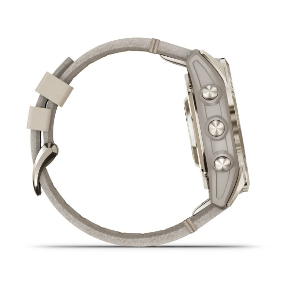 Умные часы Garmin fenix 7S Pro – Sapphire Solar Edition Soft Gold with Limestone Leather Band (010-02776-30)