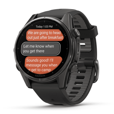 Умные часы Garmin fenix 8 – 43 mm AMOLED Sapphire carbon gray DLC titanium with black/pebble gray silicone (010-02903-21)