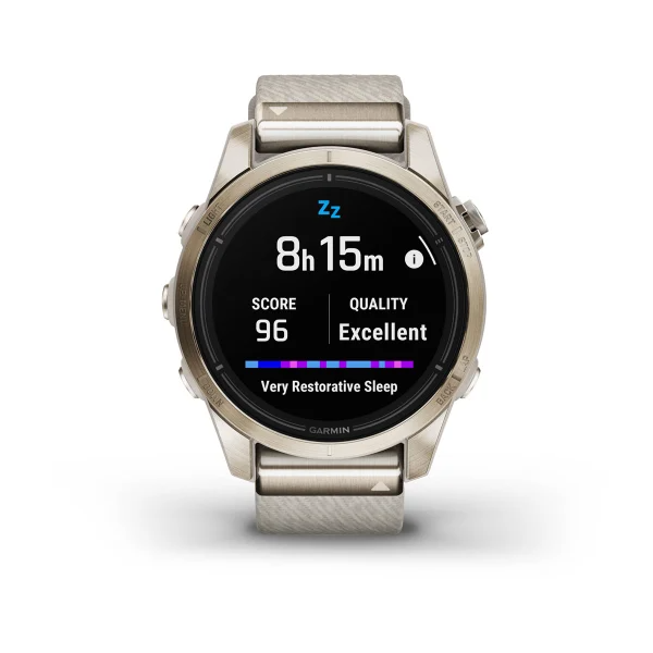 Умные часы Garmin epix Pro (Gen 2) – Sapphire Edition - 42 mm Soft Gold with Cream Heathered Nylon Band (010-02802-20)