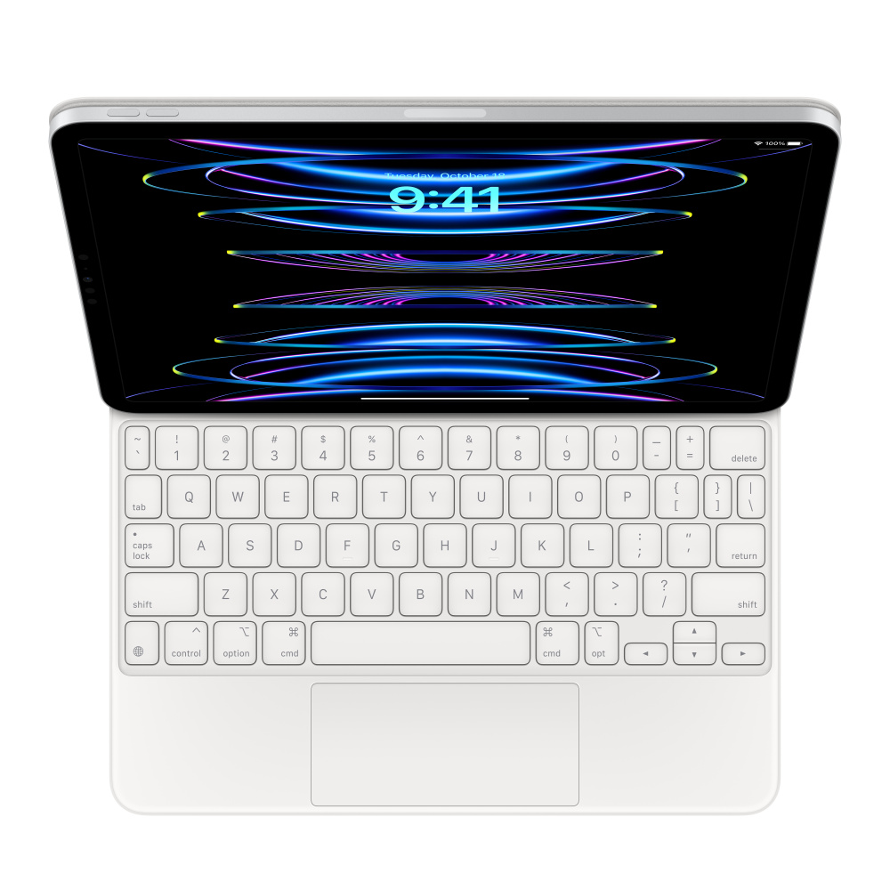 Чехол-клавиатура Apple Magic Keyboard для iPad Pro 12.9 (2020-2022)/Air 13 (2024/2025) White (MJQL3) кириллица (лазерная гравировка) + QWERTY