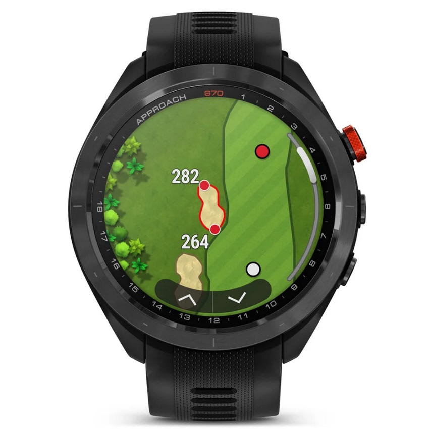 Умные часы Garmin Approach S70 - 47 mm Black Ceramic Bezel with Black Silicone Band (010-02746-12)