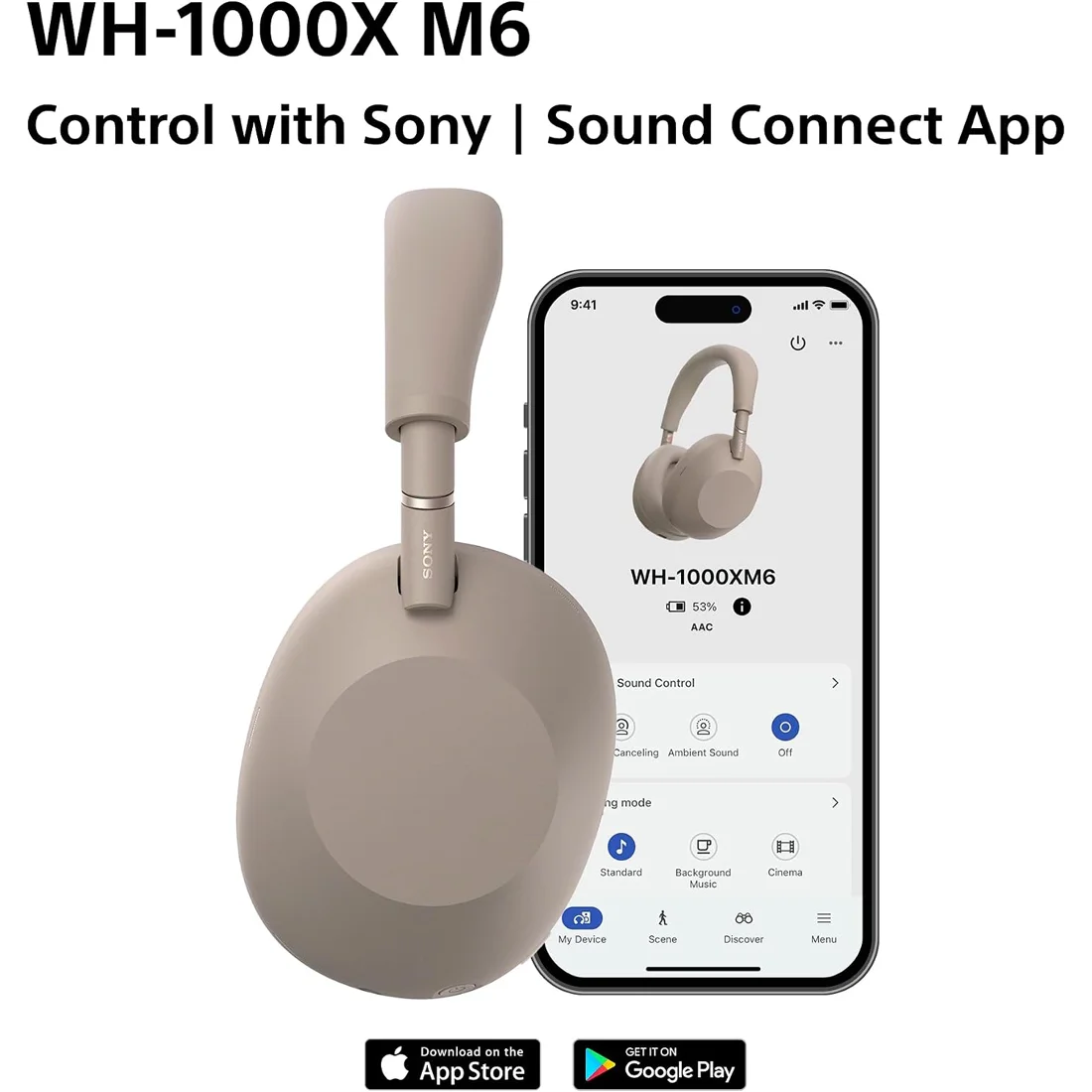 Беспроводные наушники Sony WH-1000XM6 Sandstone