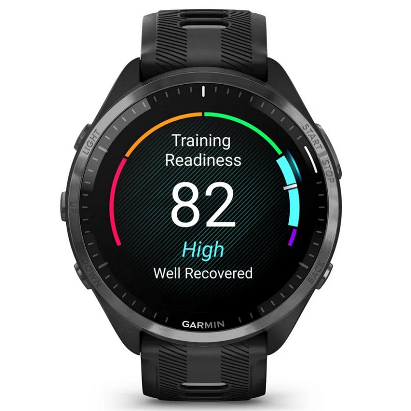 Умные часы Garmin Forerunner 965 Carbon Grey DLC Titanium Bezel with Black Case and Black/Powder Grey Silicone Band (010-02809-10)