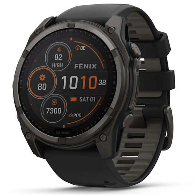 Умные часы Garmin fenix 8 – 51 mm Solar Sapphire carbon gray DLC titanium with black/pebble gray silicone (010-02907-11)