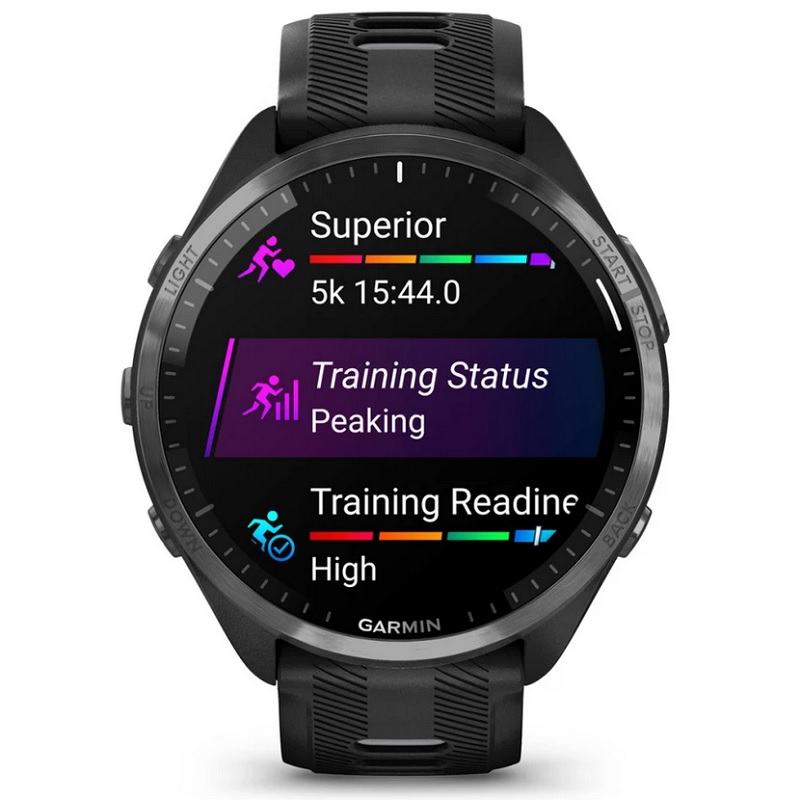 Умные часы Garmin Forerunner 965 Carbon Grey DLC Titanium Bezel with Black Case and Black/Powder Grey Silicone Band (010-02809-10)