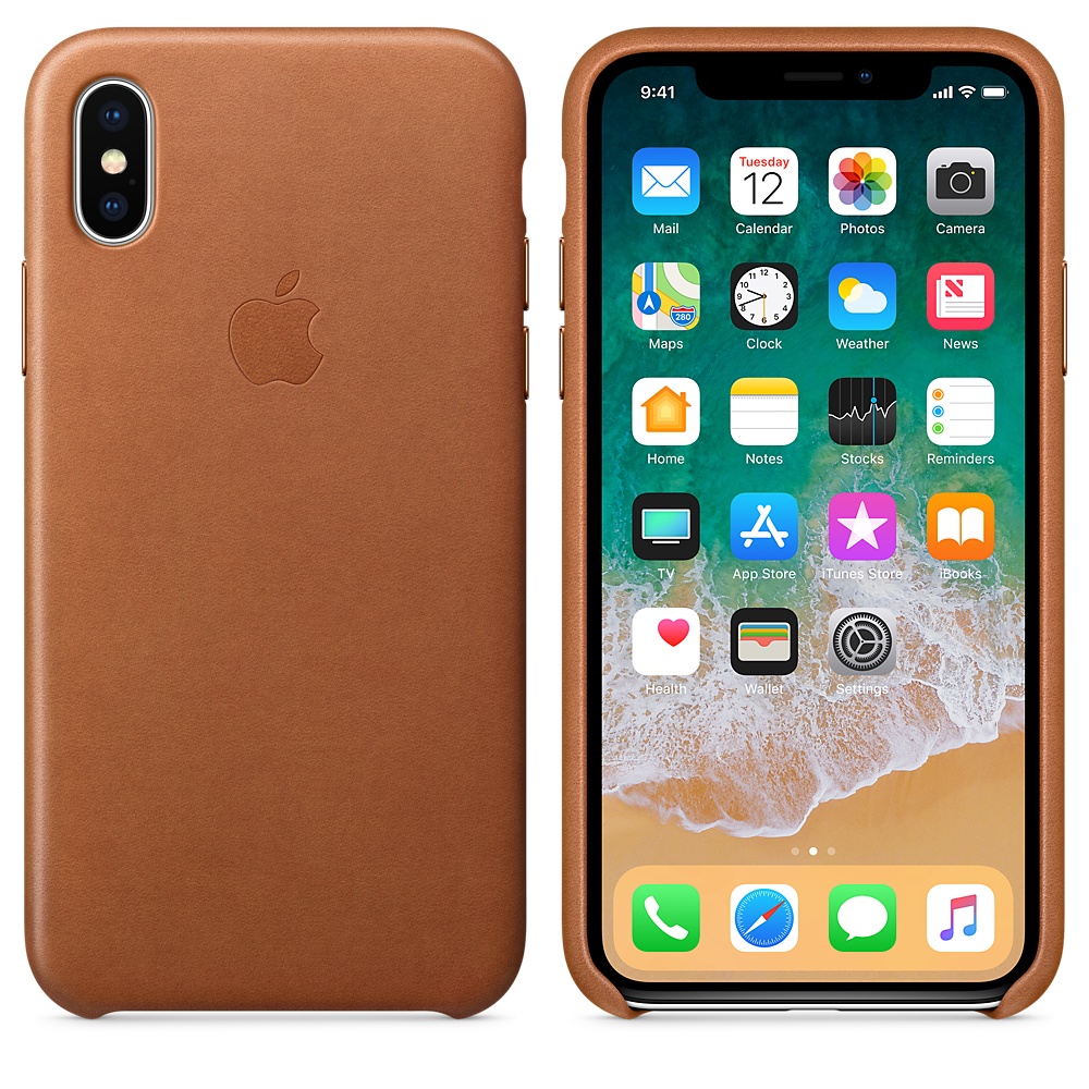 Кожаный чехол Apple iPhone X Leather Case - Saddle Brown (MQTA2ZM/A) для iPhone X