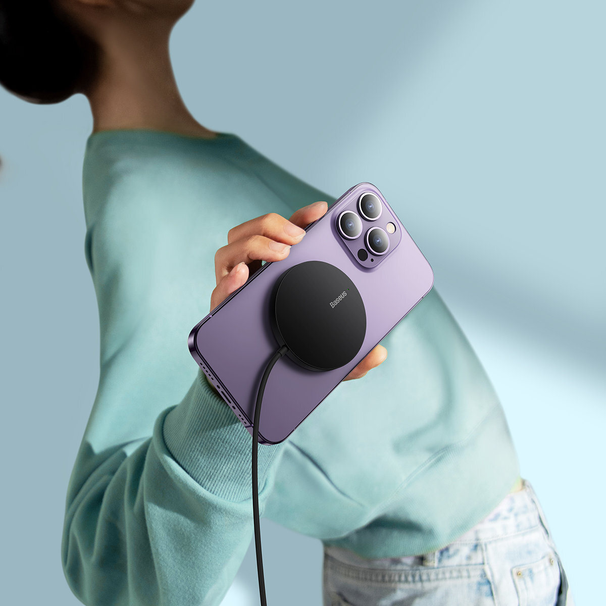 Беспроводное зарядное устройство Baseus Simple Mini3 Magnetic MagSafe Qi 15W Black