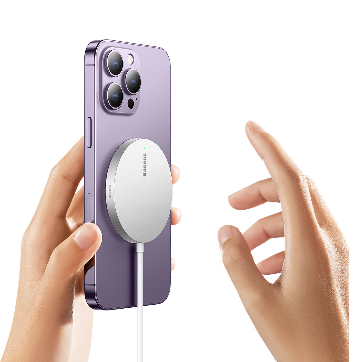 Беспроводное зарядное устройство Baseus Simple Mini3 Magnetic MagSafe Qi 15W White