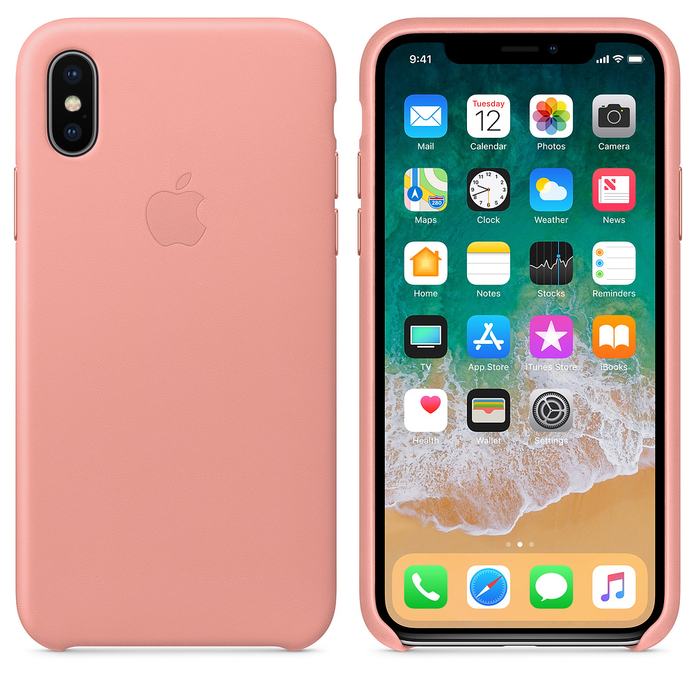 Кожаный чехол Apple iPhone X Leather Case - Soft Pink (MRGH2ZM/A) для iPhone X