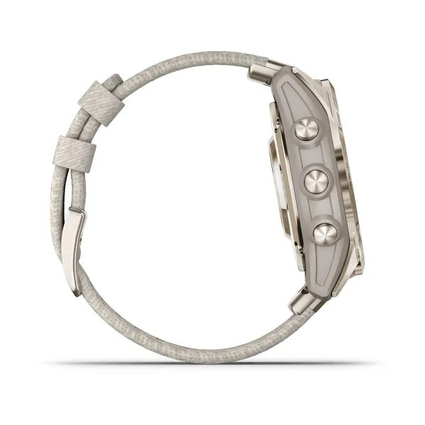 Умные часы Garmin epix Pro (Gen 2) – Sapphire Edition - 42 mm Soft Gold with Cream Heathered Nylon Band (010-02802-20)