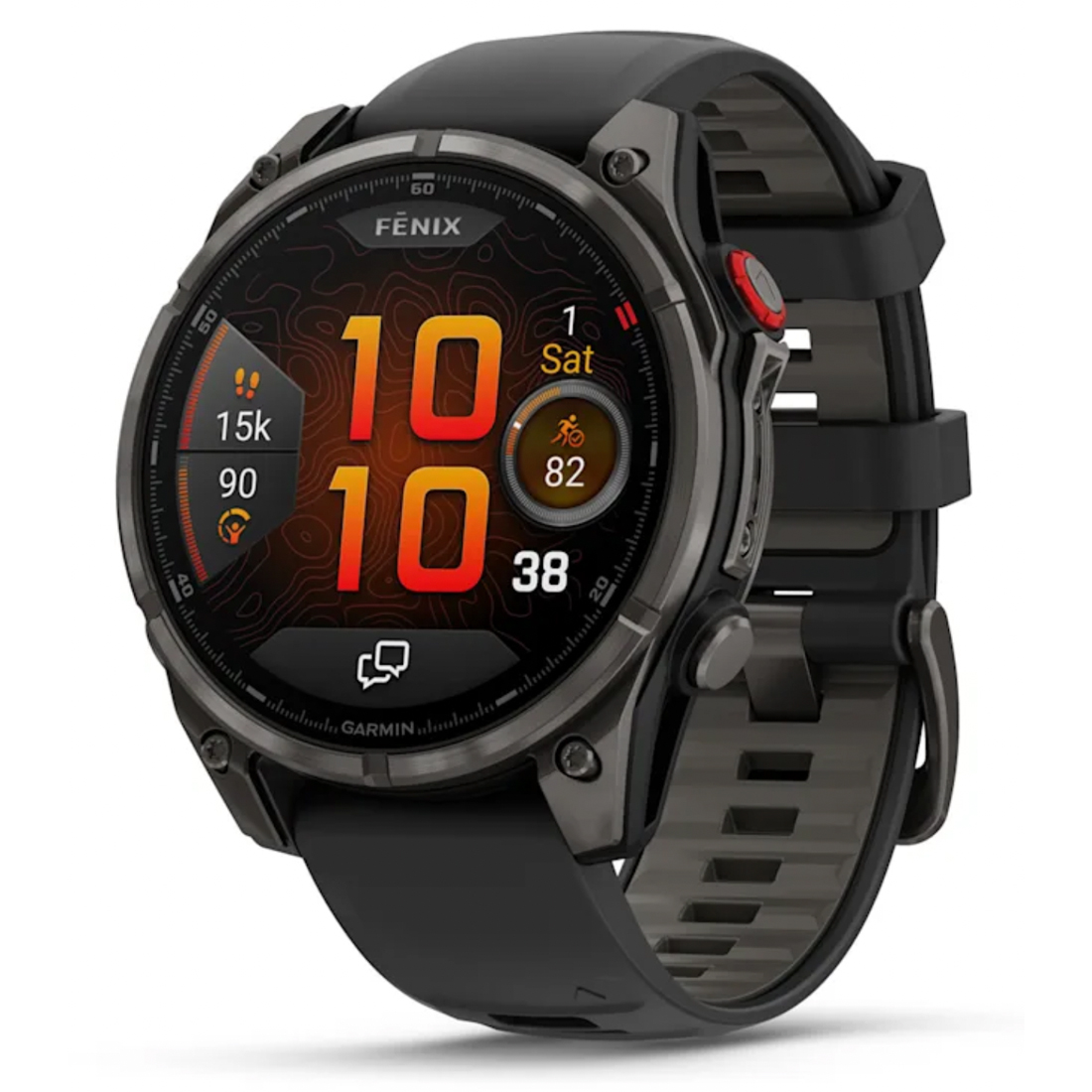 Умные часы Garmin fenix 8 Pro – 47 mm, AMOLED Sapphire, Carbon grey DLC titanium with Black/pebble grey silicone band (010-03198-01)