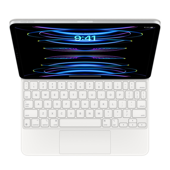 Чехол-клавиатура Apple Magic Keyboard для iPad Pro 11 (2018-2022)/iPad Air (2020-2025) White (MJQJ3) кириллица (лазерная гравировка) + QWERTY