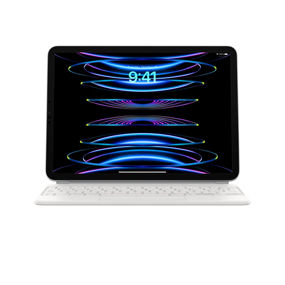 Чехол-клавиатура Apple Magic Keyboard для iPad Pro 11 (2018-2022)/iPad Air (2020-2025) White (MJQJ3) кириллица (лазерная гравировка) + QWERTY